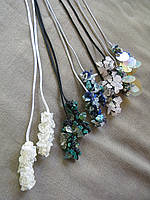 Knitted double lariat with semi precious stones