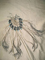 Knitted lace choker with emu feathers