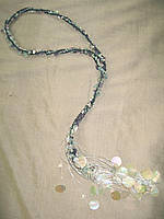 Knitted rope necklace with semi precious stones and sequins